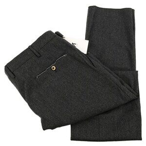 PT TORINO Melange Coal Slim Fit Super 120's Wool Fleece Flat Front Pants 54 NWT
